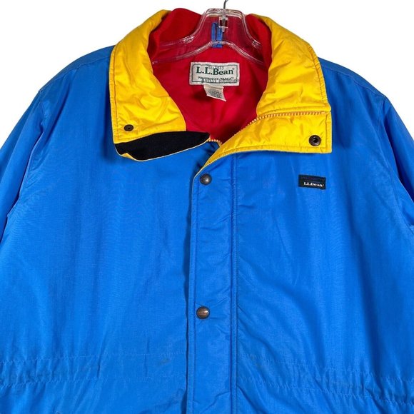 L.L. Bean Boys Penobscot Parka Jacket Size L 14/16‎ Blue Yellow Zip Snap Pockets - Picture 2 of 16